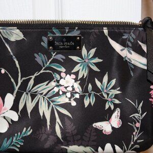 Handbag, Crossbody, Kate Spade, Black with flowers